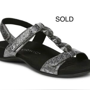 SOLD Vionic Women's Farra Charcol Metallic Snake Sandals